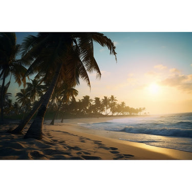 Beach Sunset Canvas with Palm Trees